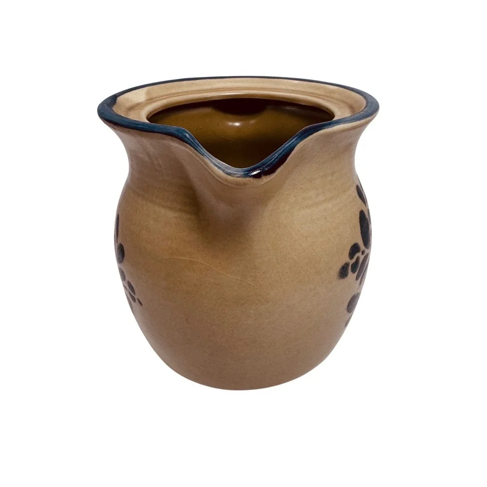 Pfaltzgraff Yorktowne Stoneware Pitcher 48 oz Blue Bird Floral Tan‎ 550 Vintage